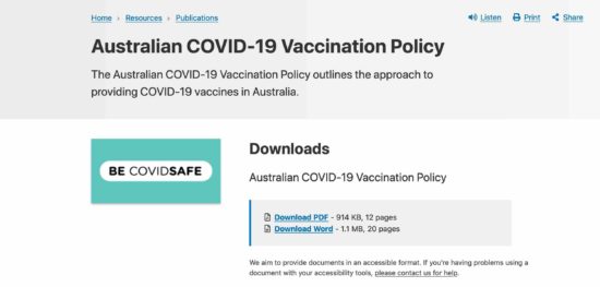 COVID Vaccination Policy Australia